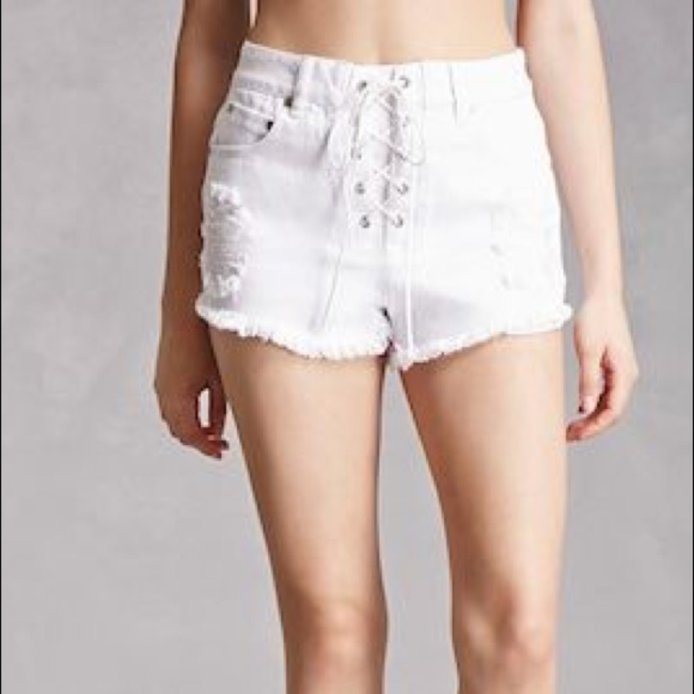 Forever 21 Écru Lab White Denim Shorts
